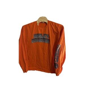Harley-Davidson Shirt Mens 3XL Orange Long Sleeve Old Glory Laurel MD Skull 2021